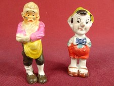 VINTAGE 1930s BISQUE Pinocchio and Papa Geppetto 3" FIGURES DISNEY JAPAN