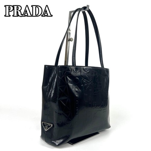 Excellent Condition Prada Triangle Logo Handbag Leather Women's From Japan