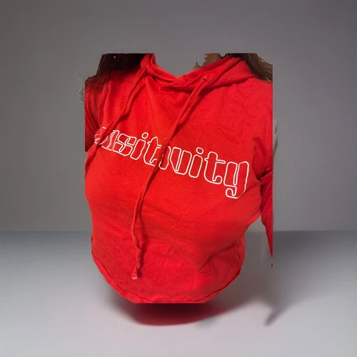 Felpa con cappuccio rosso ciliegia San Valentino casual cropped top positività materiale small