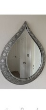 Tear Drop Silver Metal Lattice Frame Wall Mirror