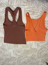 lot-of-2-lululemon-womens-orange-maroon-ribbed-smooth-nylonlycra-tanks-sz-0