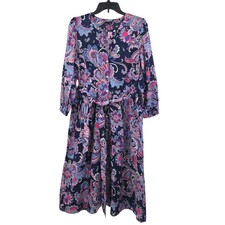 Talbots Women's Voile Fit & Flare 100% Cotton Shirt Dress Size 10