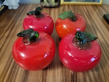 Vintage Murano Style Hand Made Art Blown Glass Fruit Red Apples