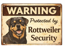 Warning Protected by Rottweiler Security Dog Pet Retro Cute Gift 8x12 Metal Sign