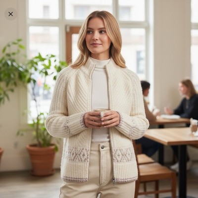 Anthropologie Pilcro Fair Isle Cardigan S Wool Chunky Oversized Scandi Cabincore