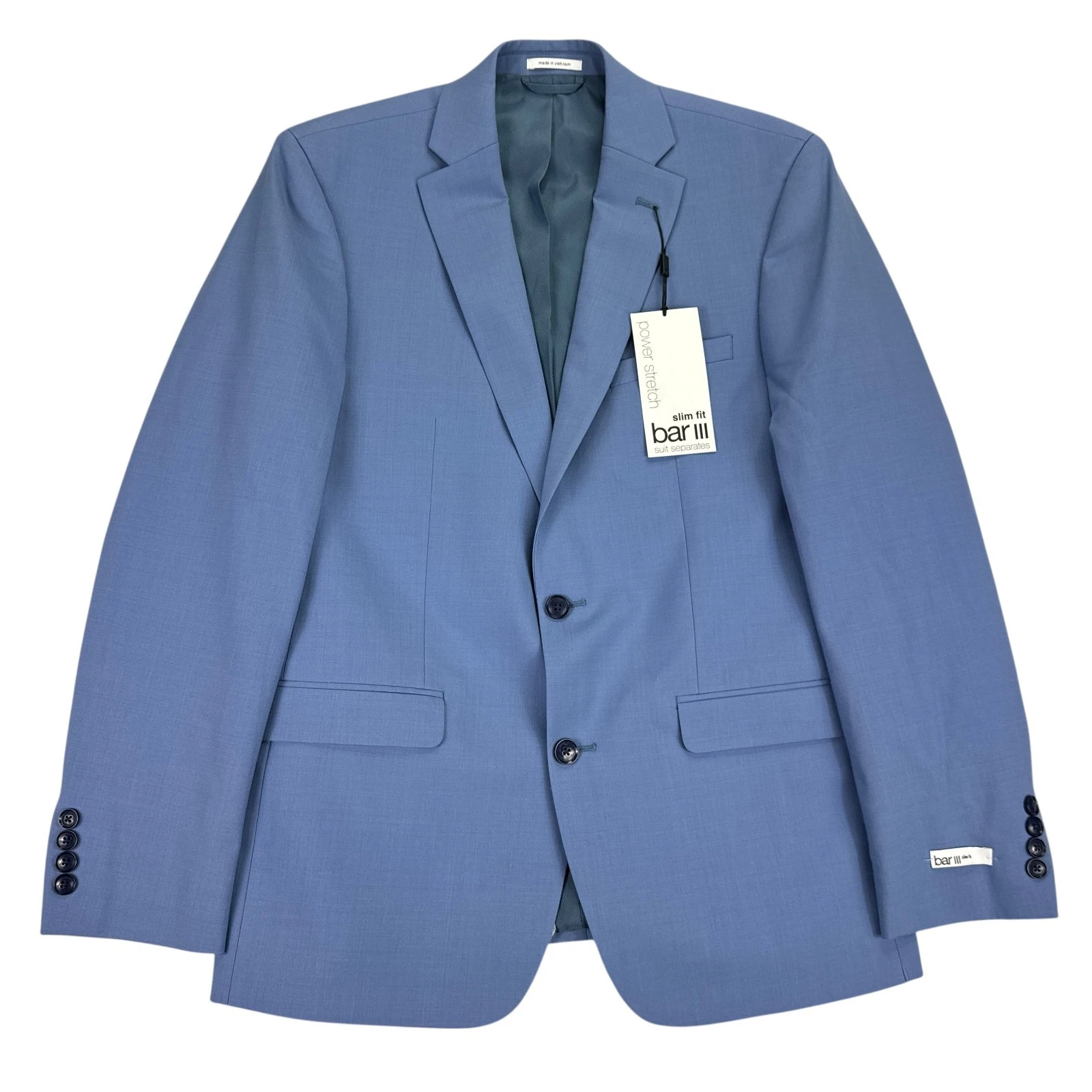 Bar III Mens Slim Fit Wool Blend Power Stretch Suit Jacket Light Blue 40R
Opens in a new window or t