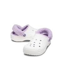 Crocs Baya Lined Fuzz Strap Women's Clog Lavender 206633-577/ White 206633-4JQ
