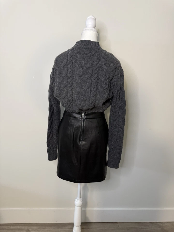 Suéter corto tejido con cable de lana y cachemir NUEVO MARCO en gris - talla L #S236 Foto 3 de 4