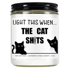 Funny Scented Candle, Cat Lover Gifts for Women, Men - Birthday, Christmas Gi...