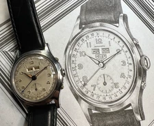 Heuer triple date calendar bumper movement  ref. 1806-steel