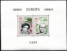 MONACO 1980 1421-1422 SPECIAL SOUVENIR SHEET ** MINT EUROPE CEPT RARE (I1907