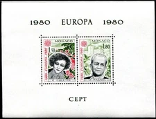 MONACO 1980 1421-1422 SPECIAL SOUVENIR SHEET ** MINT EUROPE CEPT RARE (I1907