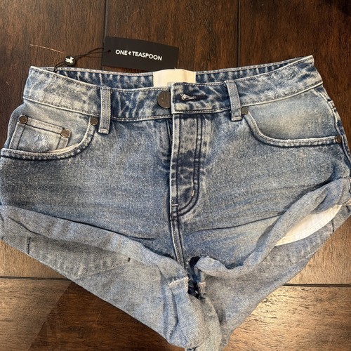One Teaspoon Bandits Light Wash Blue Denim Cut-Off Shorts Women’s 25 Cuffed