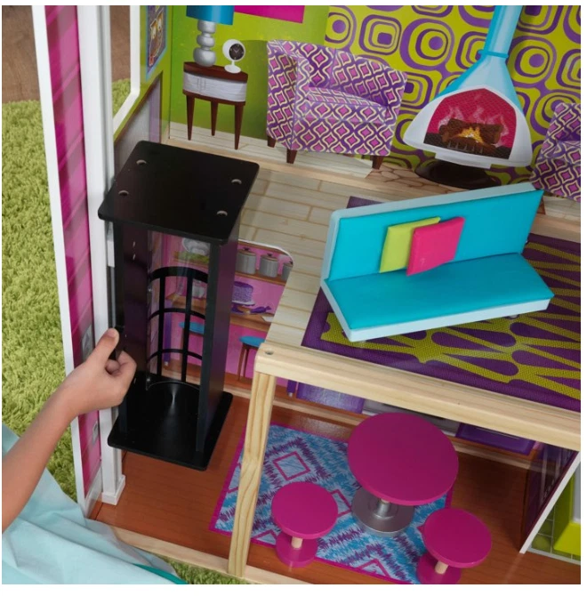 KidKraft Super Model Wooden Dollhouse with Elevator & 11 Accessories 50 inch - Image 3 of 4