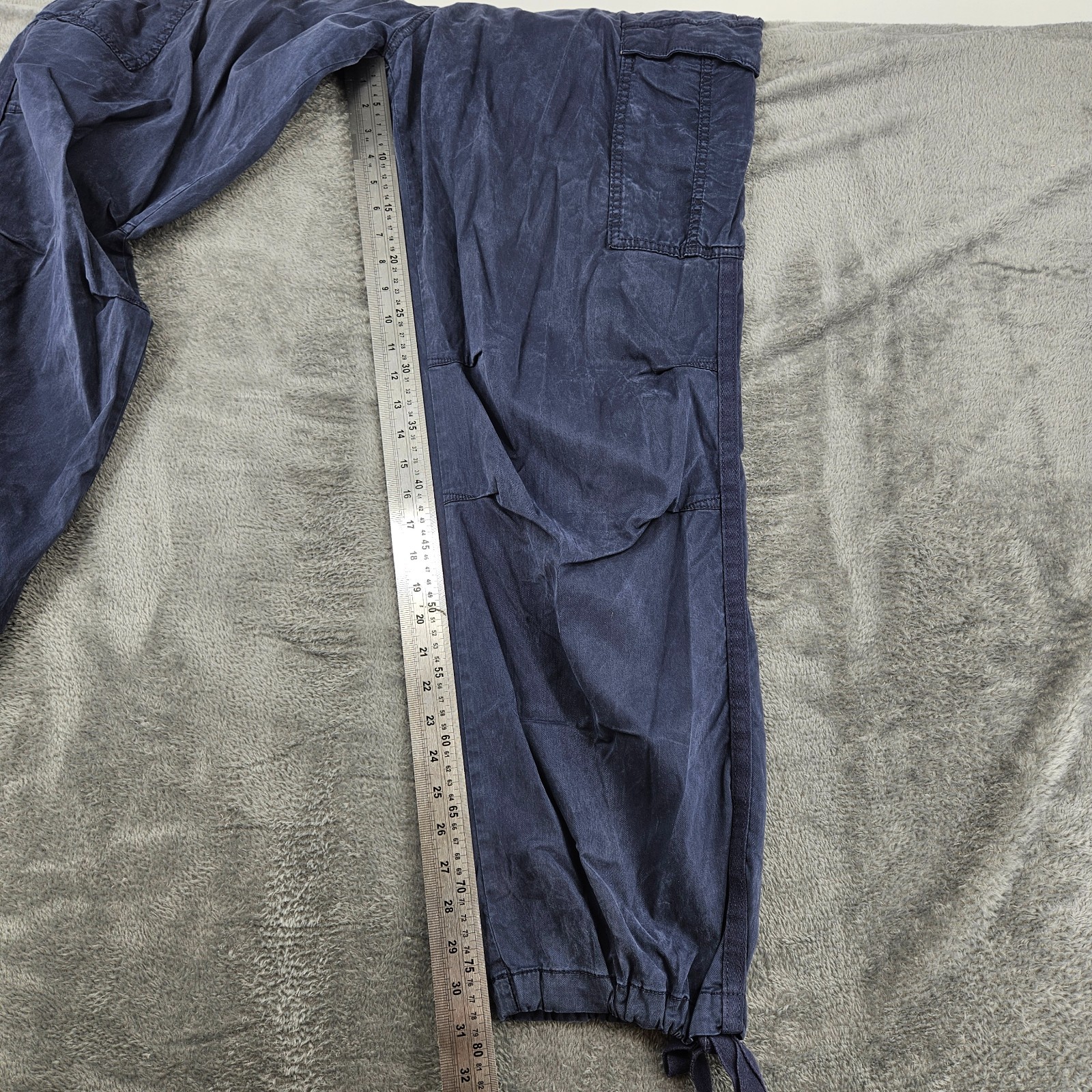 M&S Womens Cargo Trousers UK 20 Long Dark Navy Lyocell Stretch Utility Pockets image 2