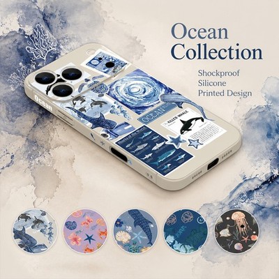 Wal Ozean Muster TPU Weich Handy Hülle für iPhone 17 Pro Max 16 15 14 13 Case