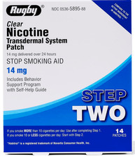 Rugby Nicotine Patch Step 2 14mg Clear 14 TOTAL PATCHES EXP 5/2027