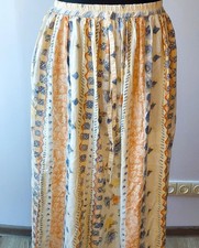 Vintage 90s Floral Maxi Skirt: Yellow Abstract Print Rayon Boho Skirt S-M-L