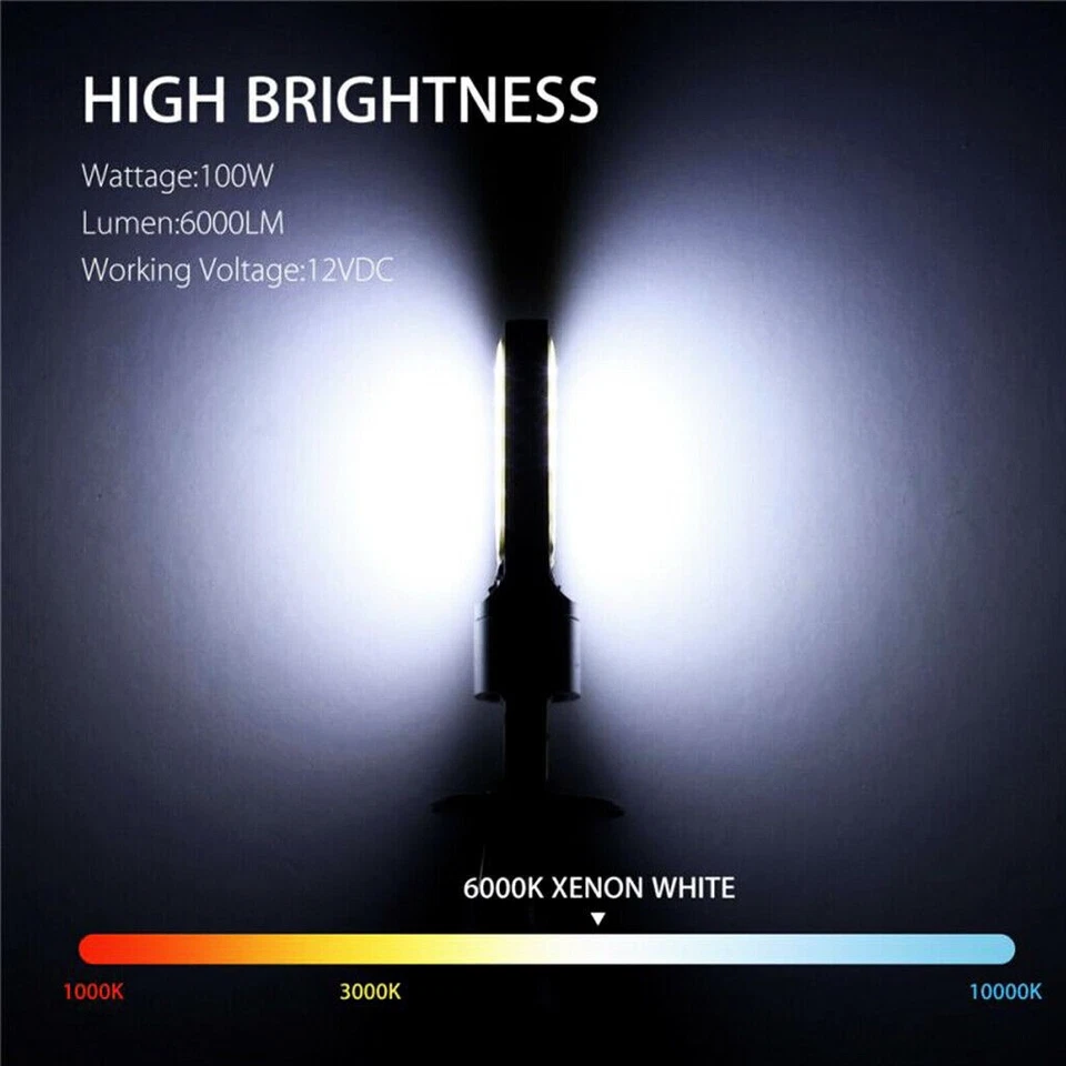 2pcs H1 LED Car Lights Headlight Fog Lamp Bulbs Kit High/Low Beam 6000K White - Image 4 of 4