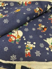 PETER PAN FABRICS 1984 LARGE 60X64" DISNEY MICKEY GOOFY ETC HOLIDAY MATERIAL