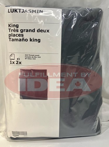 Brand New IKEA LUKTJASMIN Dark Gray King Duvet Cover and Pillowcase 004.425.31 - Picture 2 of 2