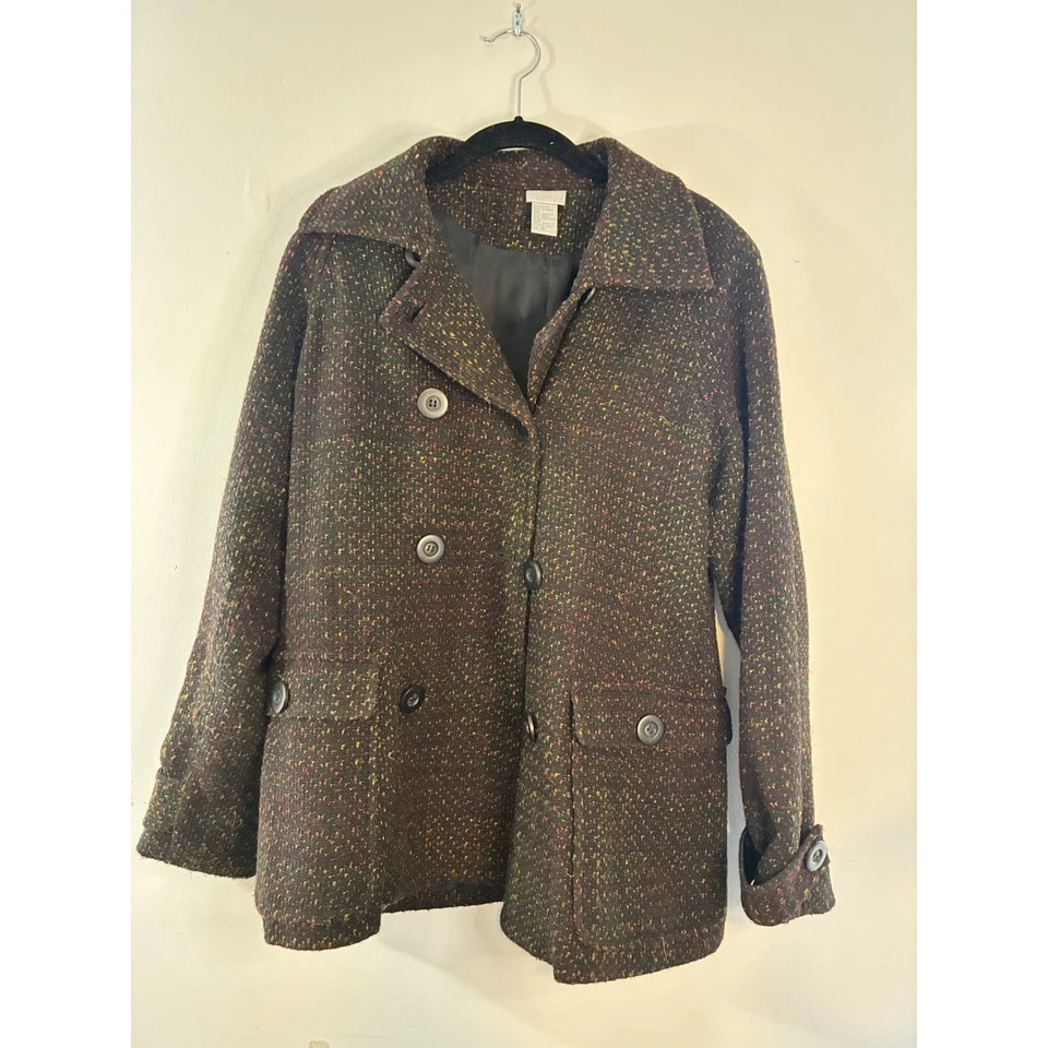 Chaqueta Abrigo Spiegel Mezcla Lana Tweed Doble Pecho Talla 10 Foto 2 de 4