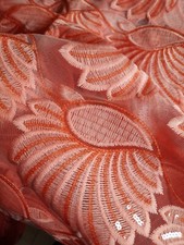Französische Spitze  Mit Pailletten In Aprikot Ca. 2,20m  