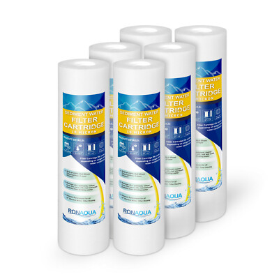 6 Sediment 10 Micron Water Filter Cartridges 2.5'' x 10'' for Reverse Osmosis 