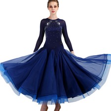 NEW Latin Ballroom Dance Dress Modern Salsa Waltz Standard Long Dress F357