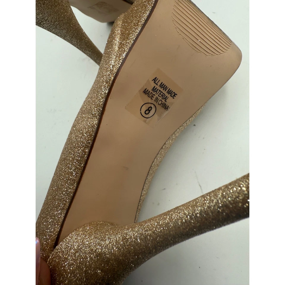 Qupid Glitter Platform Pumps Stiletto Heels Party Evening Shoes Size 8 - Image 4 of 4