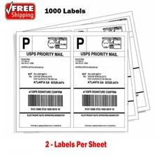 1000 Shipping Address Labels 8.5x5.5 Half Sheet Self Adhesive Laser Inkjet USPS