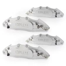 Universal Style Front Brake Caliper Cover 4pcs Silver 10.5" Metal 3D ENDLESS