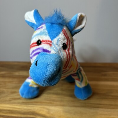 Ganz Webkinz Plush Rainbow Zebra Stuffed Animal Toy Doll No Code 12''