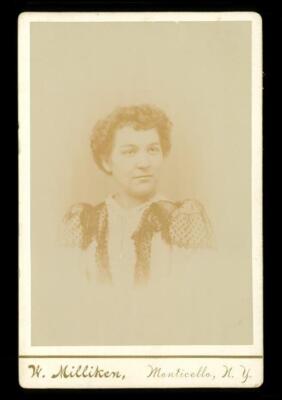 Vintage Cabinet Photo Milliken Studio Monticello NY Young Woman Partial Mourning