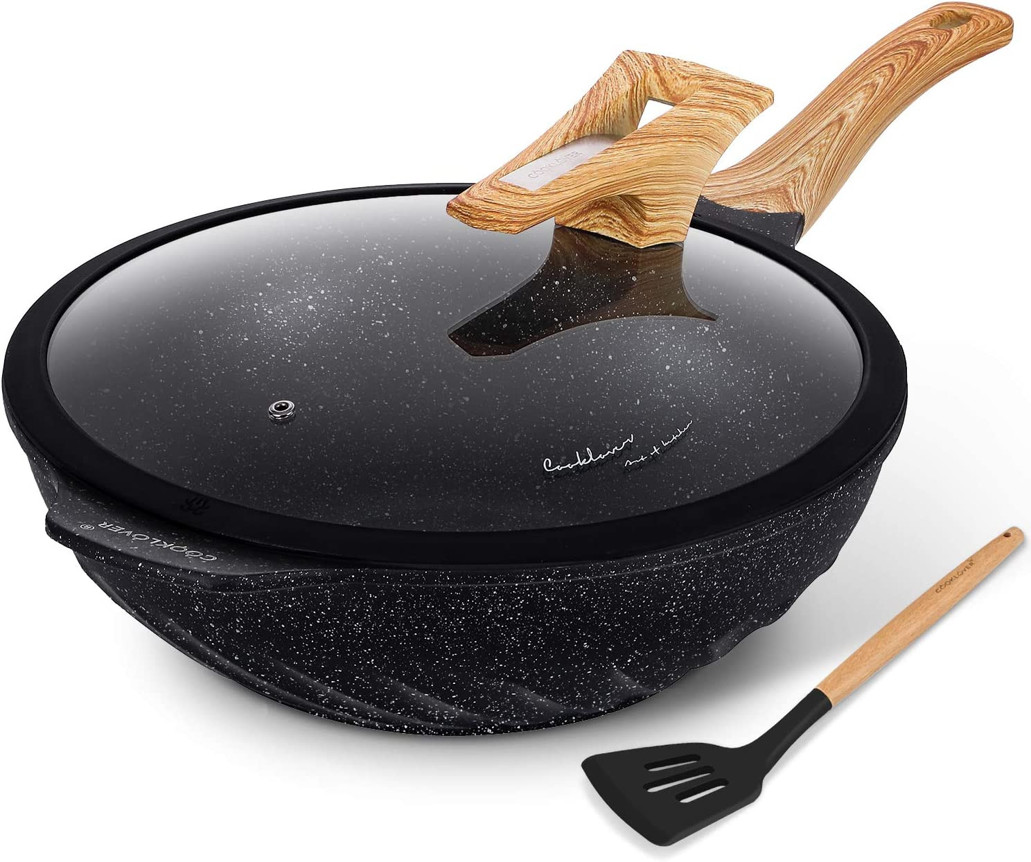 Nonstick Woks and Stir Fry Pans Die-Cast Aluminum Scratch Resistant 100% PFOA Fr