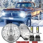 Pair 7 inch Round LED Hi/Lo Beam Headlights Chrome for Ford F100 F150 F250 Truck