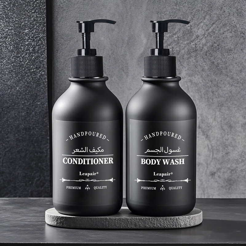 500ml Refillable Soap Dispenser With Label Pump Shampoo Shower Gel Lotion Bottle