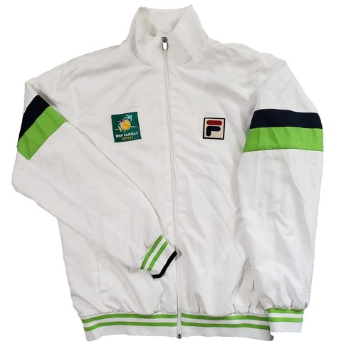 Fila BNP Paribas Open Jacket Mens S White Neon Green Blue Tennis Track Zip Up