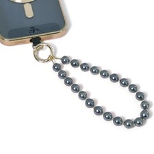 Beaded Phone Wrist Strap Detachable Hand Lanyard Charcoal Grey Anti-Lost