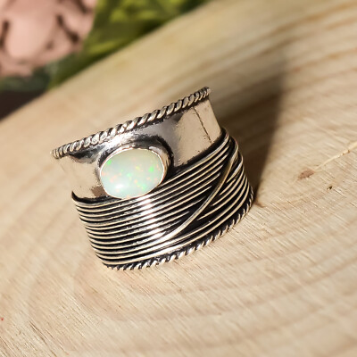 Ethiopian Opal Gemstone Handmade Ring 925 Sterling Silver Birthday Gifted Ring