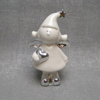 Gilde Engel Wichtel Herz Schutzengel Silber Weiß Winter Weihnachten Advent