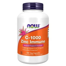 NOW FOODS C-1000 Zinc Immune 180 Veg Capsules
