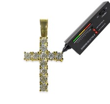 Moissanite Tennis Cross 925 Sterling Silver Dainty Charm Pendant, Passes Tester