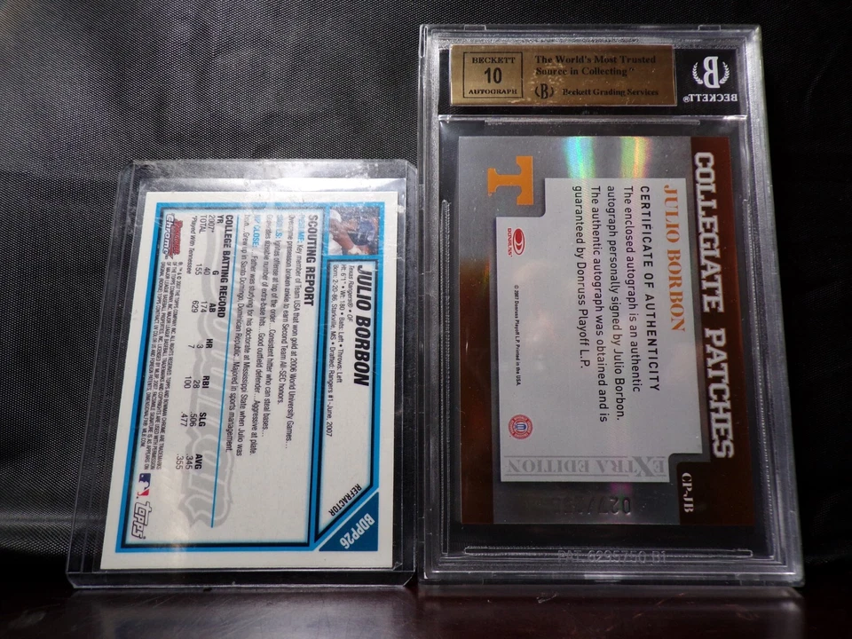 2007 Julio Borbon Auto Refractor RC Lot- Donruss Elite BGS 9.5/10, Bowman Chrome - Image 2 of 2