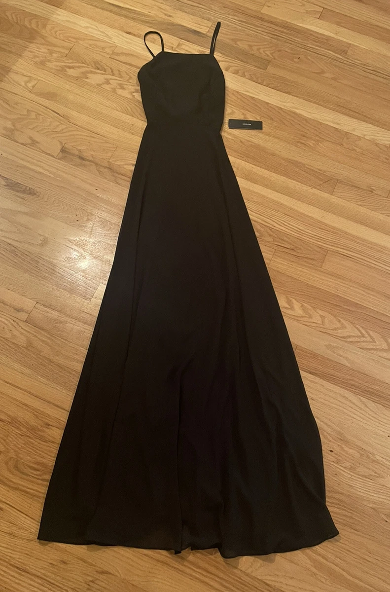 NWT Lulus Womens High Neck Spaghetti Strap Black Maxi Dress Size
