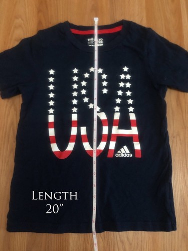 Adidas Kids Sz 7 Go-To Tee 4th of July USA Patriotic Red White Blue Short Sleeve - Picture 4 of 6