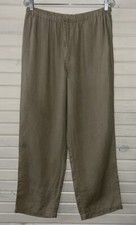 Kate Hill Casual Sz MEDIUM Khaki Pull On Pants Elastic Waist Pockets EUC