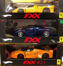 SET OF 3 FERRARI FXX ORANGE, BLUE & YELLOW HOT WHEELS ELITE 1:18 FREE SHIPPING