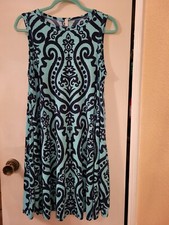 Bellamie SIZE M/L Women Green/Black Casual Dress Stretch SUNDRESS Pockets
