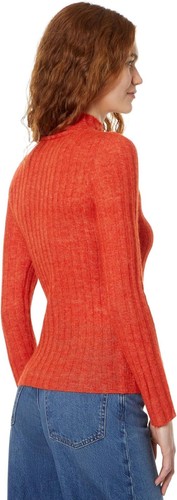 Madewell Womens Harry Sheer Ribbed Red Alpaca Long Sleeve Mockneck Sweater Small - Picture 2 of 14
